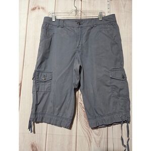 Gloria Vanderbilt Womens Cargo Shorts Blue Size 12 Cotton Drawstring Hem